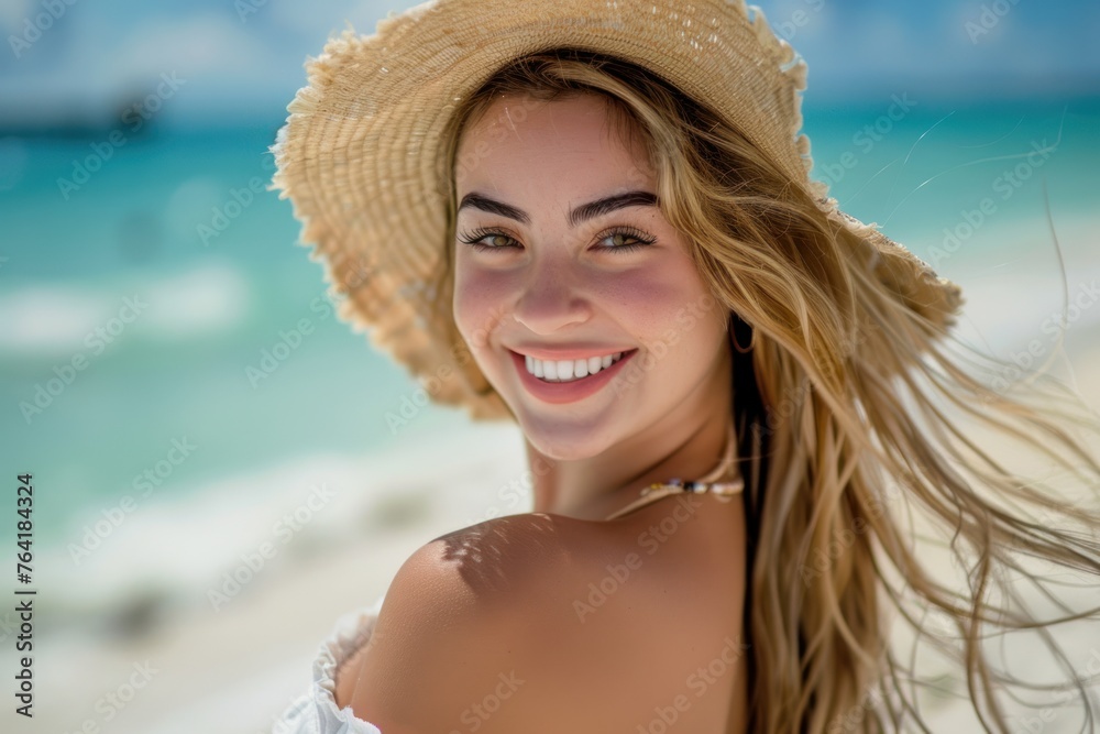 Beautiful woman at a holiday on the beach