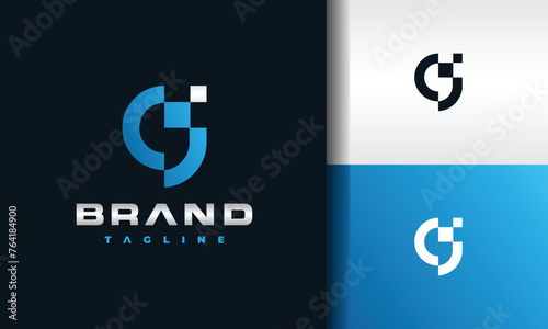 letter CJ square tech logo