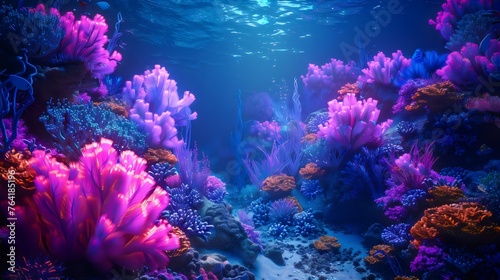 Vibrant Underwater Coral Reef in Bloom © Tattap