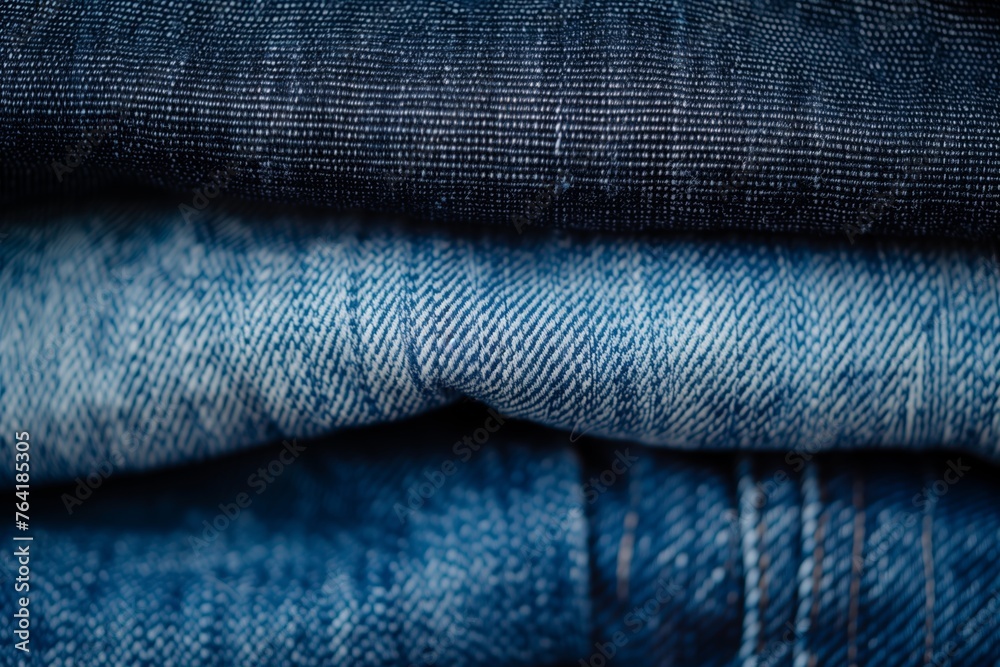 stack of different color blue denim jeans