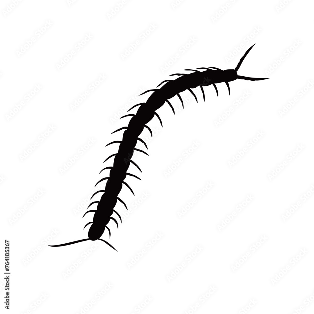 centipede silhouette design. dangerous millipede icon, sign and symbol. centipede silhouette design. dangerous millipede icon, sign and symbol.