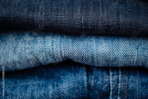 stack of different color blue denim jeans