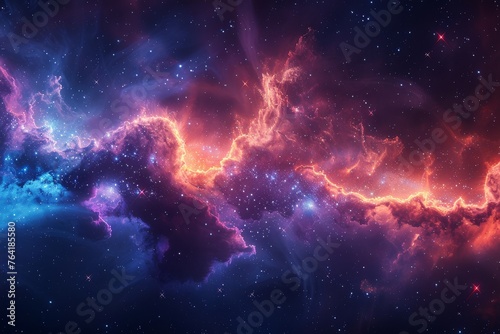 This visually stunning photo displays captivating cosmic clouds and star formations, highlighting the vastness and mystery of the universe photo