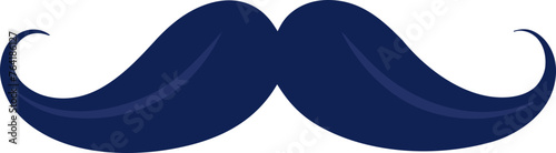 3D Cartoonish Blue Mustache Vector Icon: Quirky Design Element in Vibrant Blue