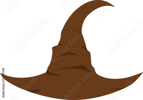 Brown witch hat icon. Vector illustration.
