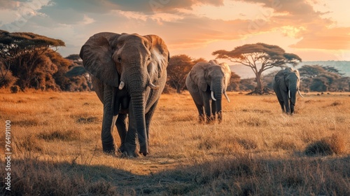 elephants walking in a field
