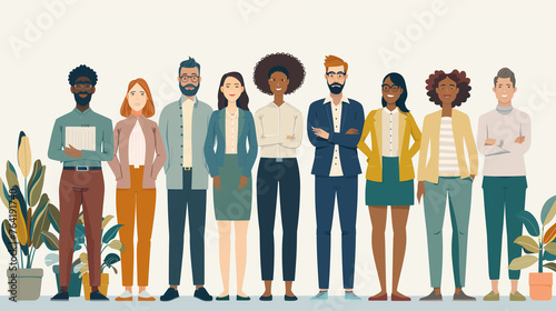 diverse group of professionals from various ethnicities, genders, and ages collaborate in an office setting, embodying diversity and inclusivity in the workplace.