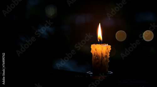 Symbolize hope, guidance, and the belief in a brighter future with a single candle burning brightly in the darkness, illuminating the way forward in times of uncertainty.