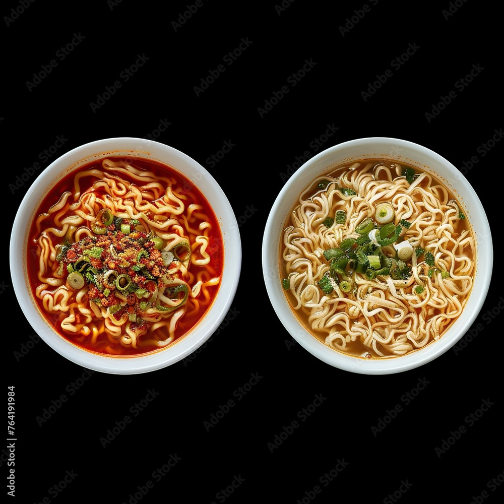 Delicious Ramen Duo: Spicy and Savory Noodle Bowls