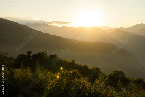 Sunrise over the mountain landscape