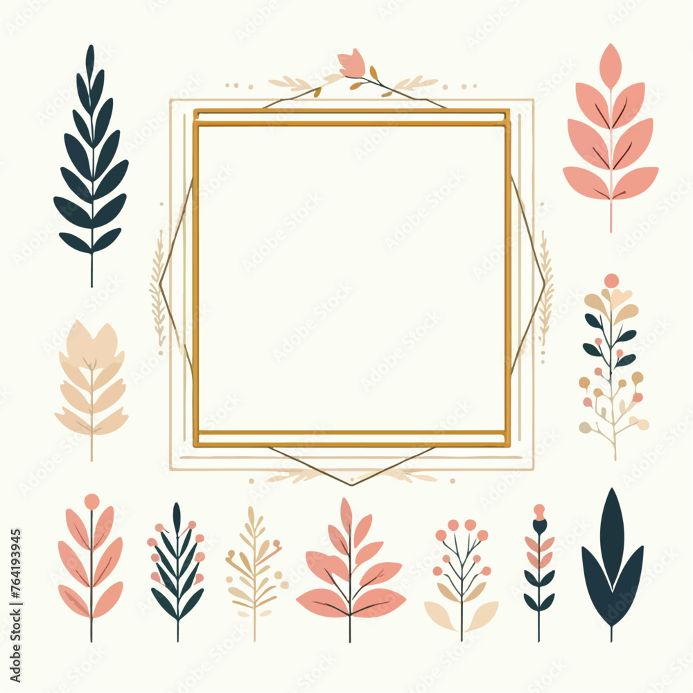 Elegant Natural Elements Collection. vector floral frame for labels, corporate identity, wedding invitation save the date