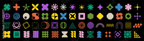 Shape collection. Brutal contemporary figure,stars,flowers and other primitive elements
