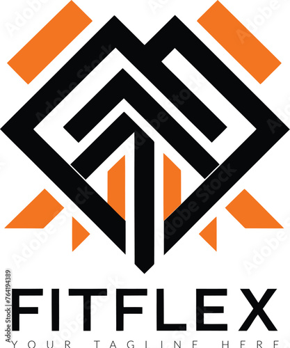 Abstract concept logo design for a fitness brand named 'FitFlex'