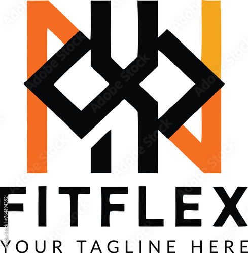 Abstract concept logo design for a fitness brand named 'FitFlex'