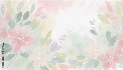 Beautiful pastel springtime Easter background illustrated with colorful aquarelle flowers.  © Kati Lenart