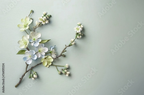 mint color flat spring blossom branch
