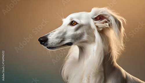 White Saluki Dog Studio Portrait On Beige Background  © Micaela
