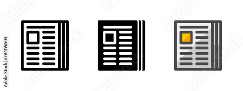 Multipurpose newspaper vector icon in outline, glyph, filled outline style. Three icon style variants in one pack.