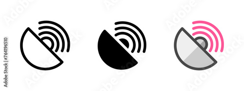 Multipurpose satellite dish vector icon in outline, glyph, filled outline style. Three icon style variants in one pack. photo