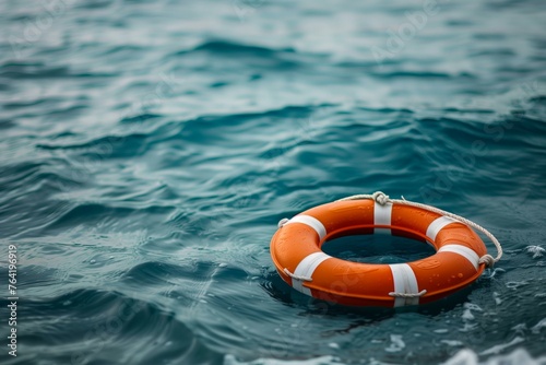 Life Preserver Floating in a Calm Ocean