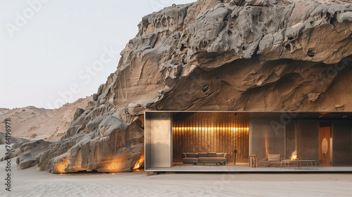 modern puristic villa in the desert photo