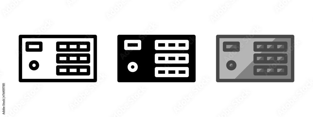 Multipurpose fully modular PSU vector icon in outline, glyph, filled outline style. Three icon style variants in one pack. Multipurpose fully modular PSU vector icon in outline, glyph, filled outline style. Three icon style variants in one pack.