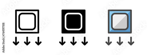 Multipurpose CPU downgrade vector icon in outline, glyph, filled outline style. Three icon style variants in one pack. photo