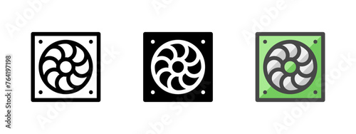 Multipurpose fan vector icon in outline, glyph, filled outline style. Three icon style variants in one pack.