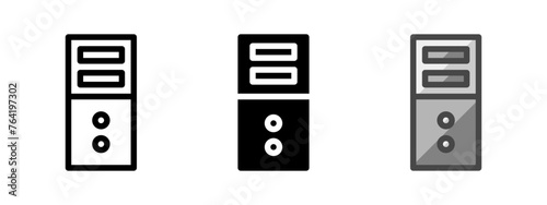 Multipurpose PC vector icon in outline, glyph, filled outline style. Three icon style variants in one pack.