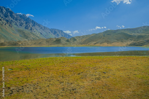 Huge mountains on green land in Ghizer valley Pakistan