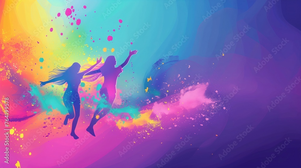 illustration of Happy Holi Colorful Background for Festival of Colors celebration in Hindi Holi Hain