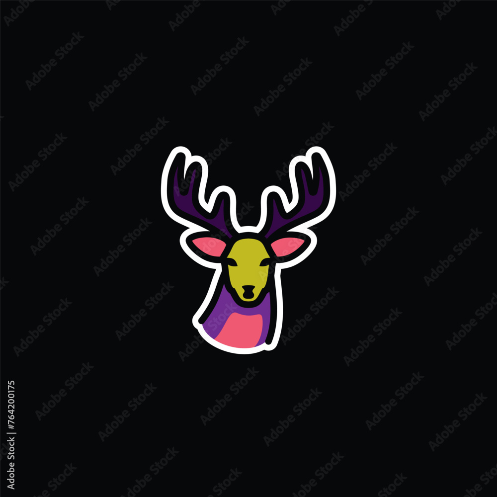 Fototapeta premium Original vector illustration. A deer icon with big horns.