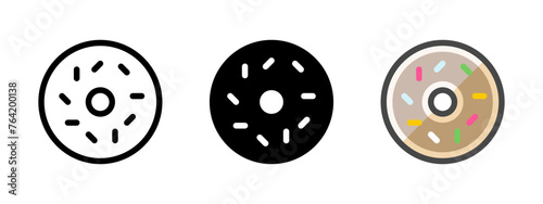 Multipurpose donut vector icon in outline, glyph, filled outline style. Three icon style variants in one pack.
