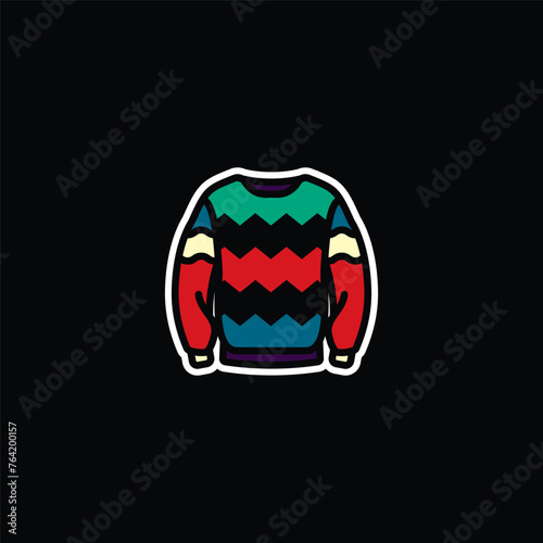 Original vector illustration. The icon of a warm knitted sweater with a pattern.