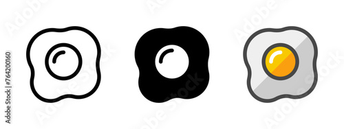Multipurpose fried egg vector icon in outline, glyph, filled outline style. Three icon style variants in one pack.