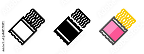 Multipurpose instant noodles vector icon in outline, glyph, filled outline style. Three icon style variants in one pack.