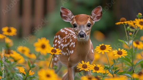  Baby Deer among Yellow Flowers