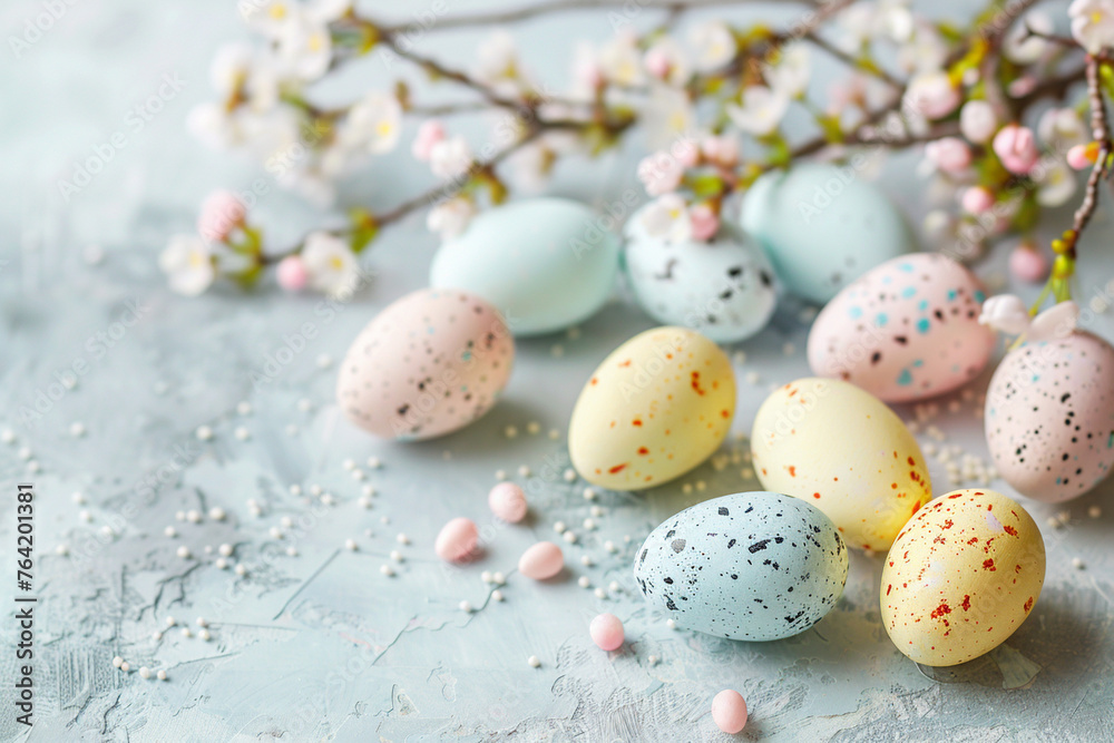 Obraz premium easter eggs with flowers