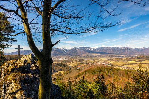 Spring landscape with a view of the mountain of The Mala Fatra national park in Slovakia, Europe.