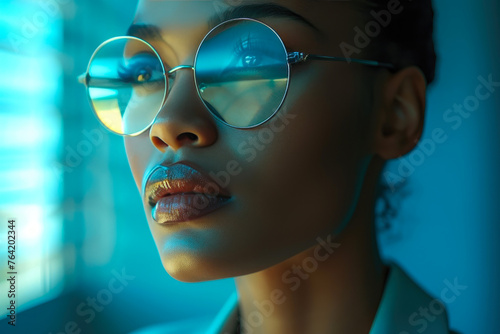 Empowered Black Businesswoman Gazing Out Office Window