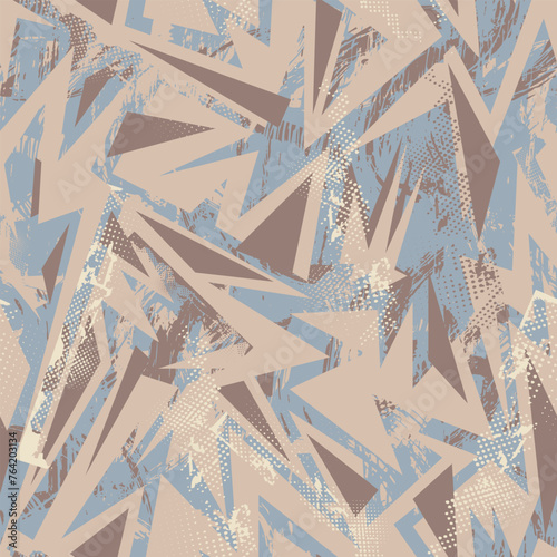 Abstract urban seamless pattern with grunge spots and curved shapes for apparel things, textile, texture, backgrounds and to print on fabric and other design things