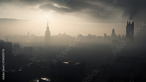 smog over a city skyline as symbol of climate change