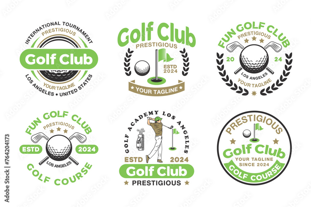 Golf logo sign badge vector template bundle. Golf logo with white background vector design collection.