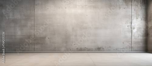 An image showing a detailed view of a room featuring a solid concrete wall and a plain concrete floor