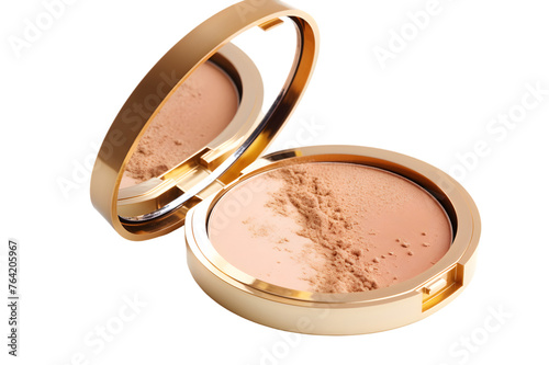 Beauty skin care makeup face powder, blush, sculptor in a pack top view isolated on transparent background