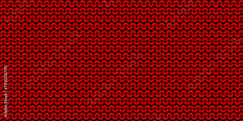 Knit red horizontal pattern. Knitting seamless red vector pattern. Simple Knitted pattern.