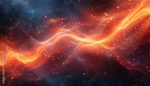 Abstract Glowing Energy Waves Flowing Through Deep Space