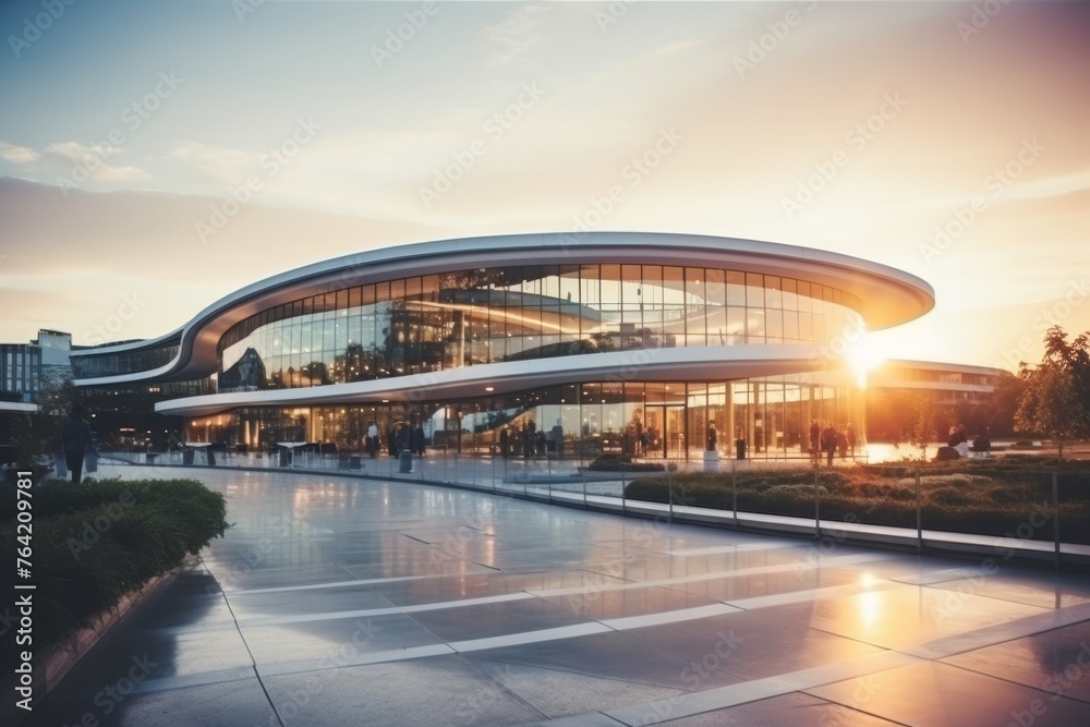 Naklejka premium Stunning modern office building exterior architecture with impressive contemporary design