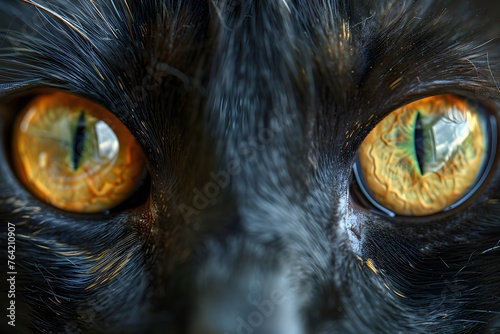 Close Up of a Cats Face With Yellow Eyes