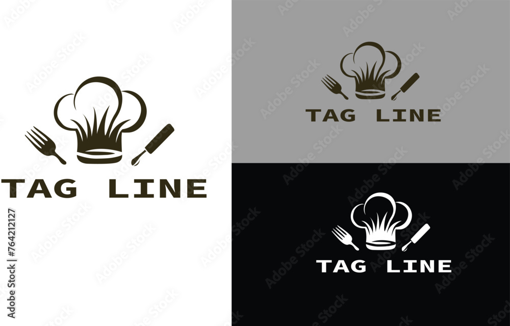 A logo with a refined chef's hat and cutlery, embodying luxury, fine dining, and the company's gourmet food offerings.